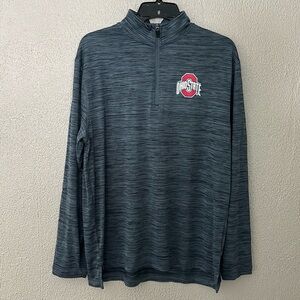 Ohio State Buckeyes Mens Large 1/4 Zip Long Sleeve Shirt Pullover Gray
